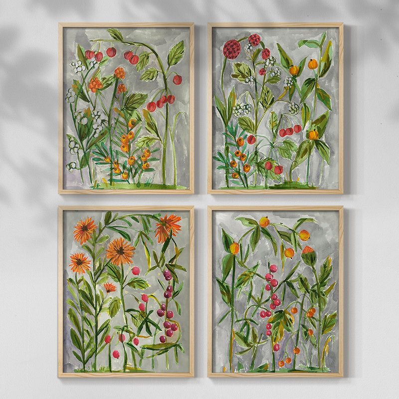 «Dear Nature I», ensemble de 4 reproductions encadrées, H 28 po x l 22 po, Noir
