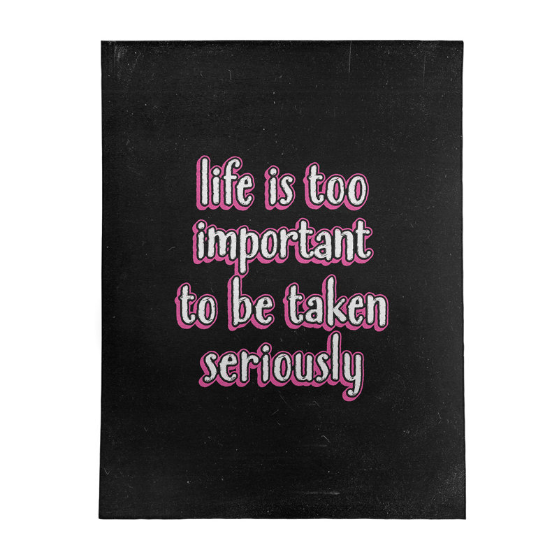 Tapis en polyester à style tableau noir levity quote life, Rectangle 9 pi x 12 pi