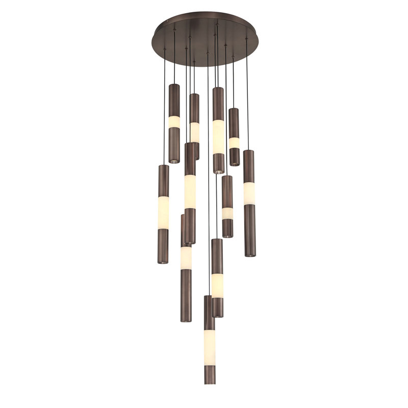 Lustre, 11 lumières, 20 po, bronze Harlow, albâtre, Bronze