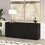 Table de buffet Alston de 68 po de style Mid-Century moderne en grain noir avec tablettes réglables et gestion des câbles | Buffet cannelé pour salle à manger-1170431457