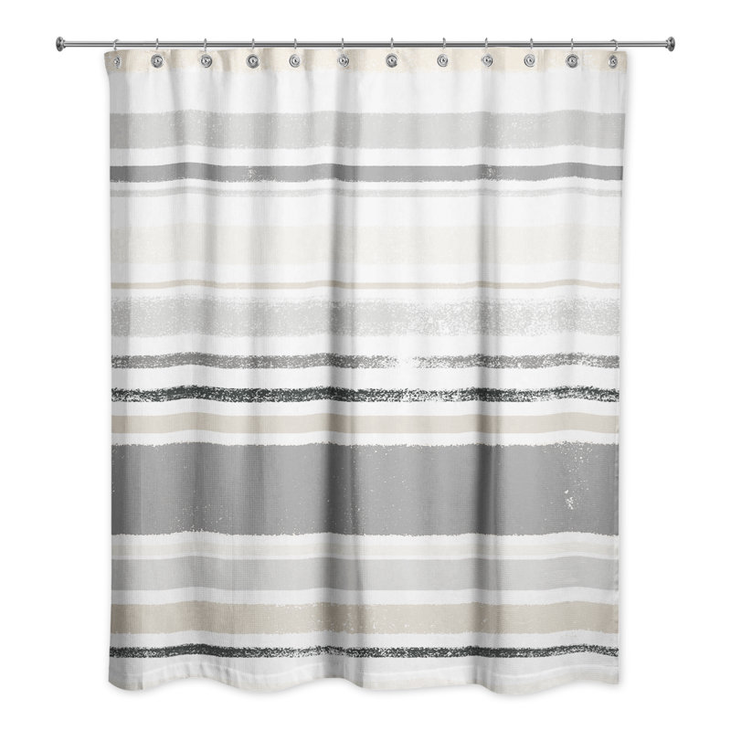 Rideau de douche simple à rayures Lecuyer, Gris clair