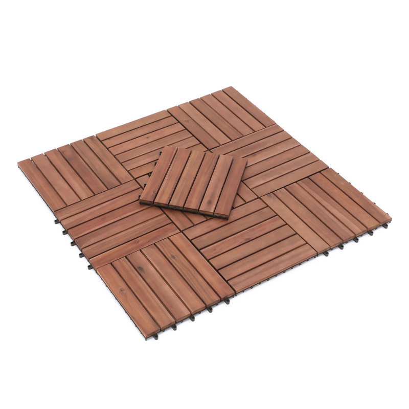 Carreau de terrasse en bois Zariah, Brun