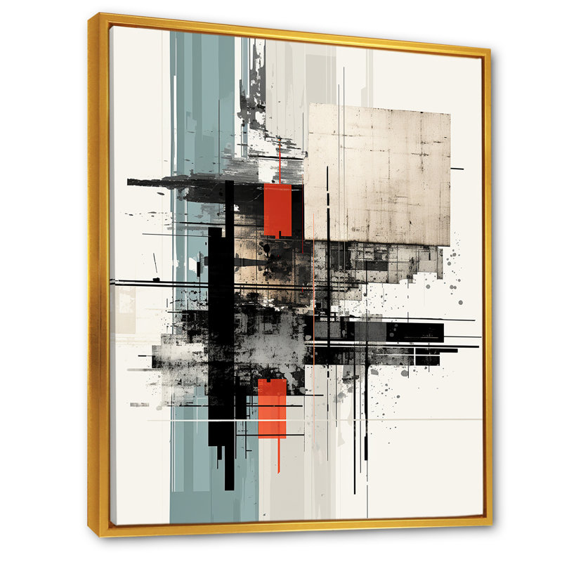Noir et bleu Infinite Dimensions - Collages abstraits, art mural, H 32 po x l 24 po x P 1 po, Cadre flottant doré