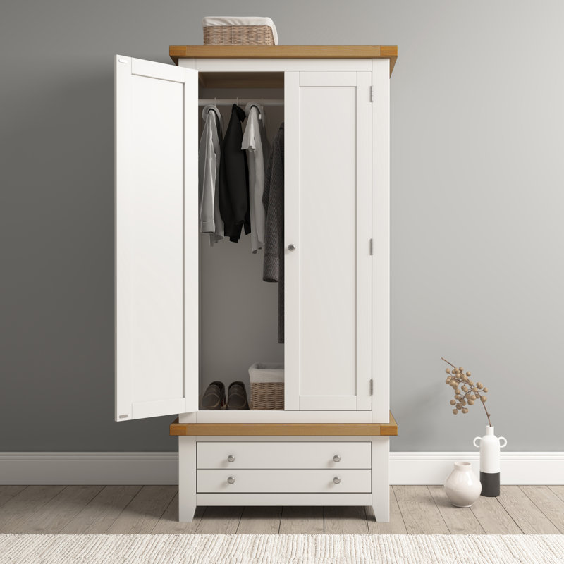 Windsor 2 Door Wardrobe, Ivory/Oak