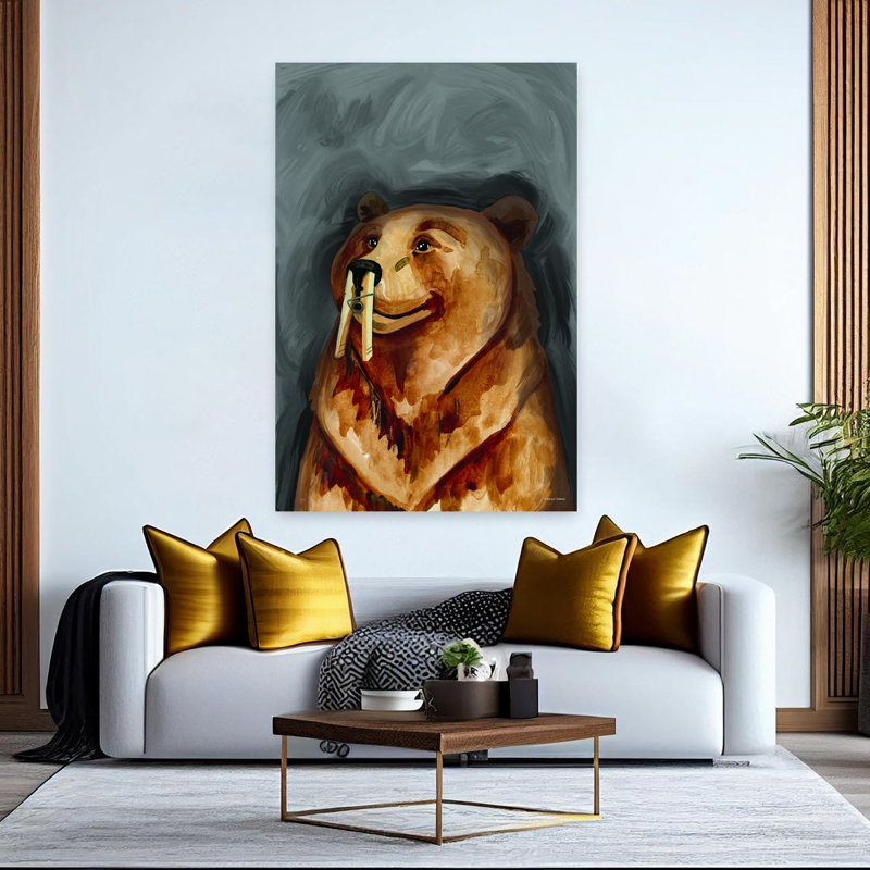 Art mural abstrait contemporain Stinky Bear, H 60 po x l 40 po