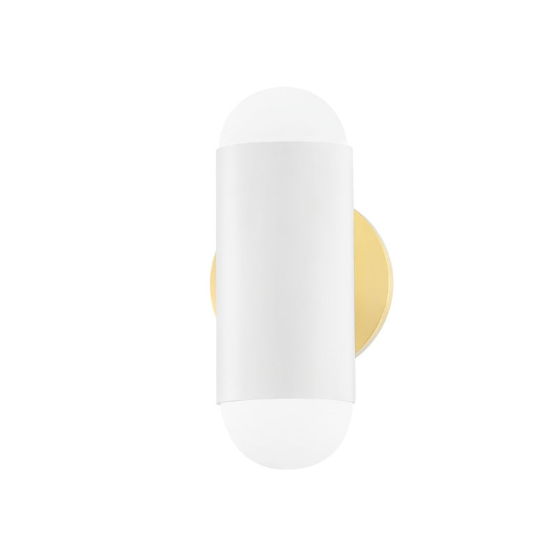 Applique murale 2 lumières Kira - laiton vieilli, Laiton vieilli / blanc doux