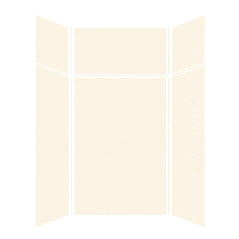 Expressions Solid Surface 48" W x 48" D x 96" H 6-Piece Trimmable Shower Wall Panel Kit, 72" Wall with 24" Extension, Cameo