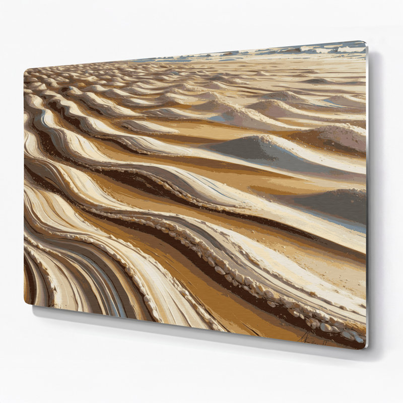Art mural en métal brun Coastal Sandy Ripple, H 12 po x l 18 po
