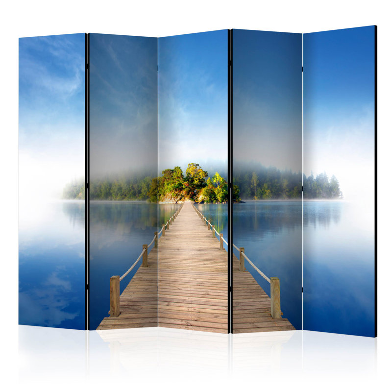 Glorine 225cm W x 172cm H 5 - Panel Solid Wood Folding Room Divider