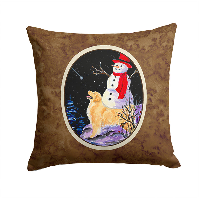 Coussin décoratif intérieur/extérieur en forme de doré avec bonhomme de neige