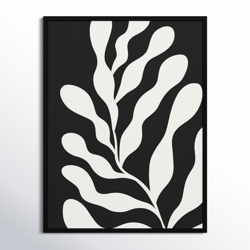 Retro Matisse Inspired Abstract Botanical 3 Black, Black, 41" H x 31" W x 1" D