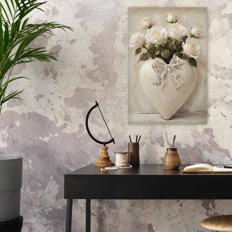 Art abstrait romantique délicat, Heartfelt Roses, H 24 po x l 16 po