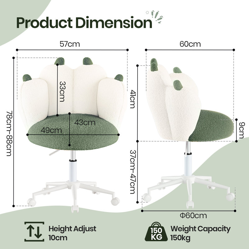 Office Chair, White/Green
