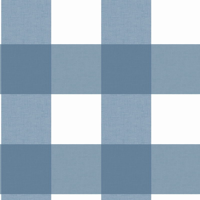 Rouleau de papier peint texturé L 33 pi x l 20,5 po Bannruod Gingham, Bleu, L 33 po x l 20,5 po