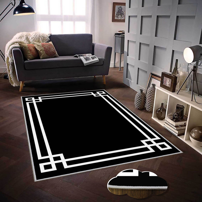 Stylish Woven Carpet, 5.2 x 7.5 Feet | 100% Polyester, 0.3 in Pile Height, Antibacterial, Non-Slip PVC Dot Underside | Machine Washable, 3D Digital Print | Perfect for Living Room, Bedroom & Home Décor
