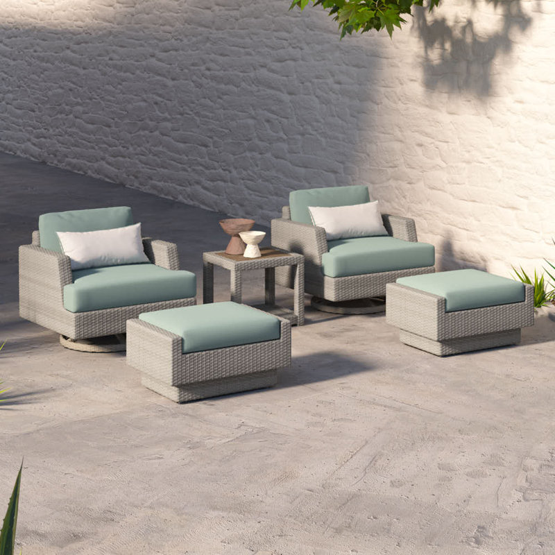 Ehrenfried 2 - Person Patio Conversation Set with Cushions, Canvas Spa Sunbrella® Canvas