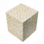 Tabouret carré crème mesurant 14 x 14 x 18 pouces, motif, base en laiton, décoration de salon