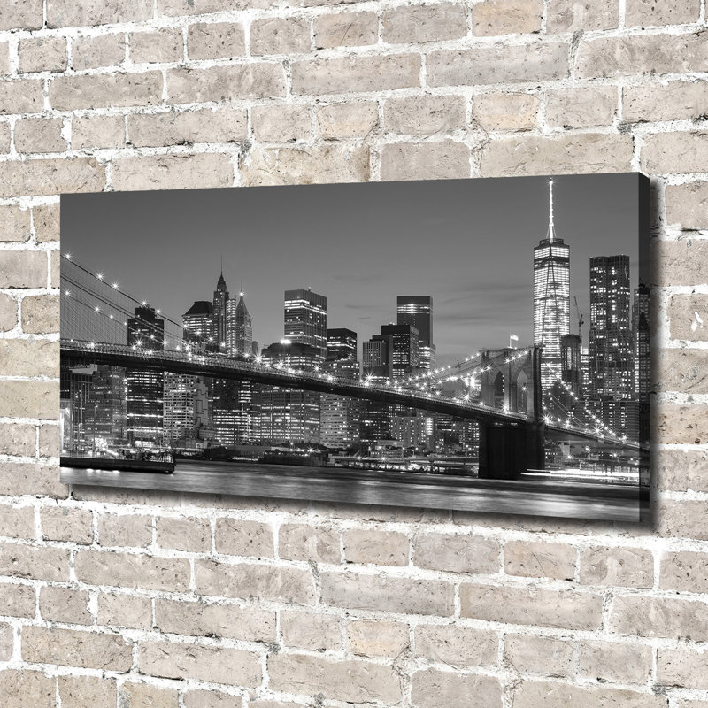 Manhattan By Night - Wrapped Canvas Print