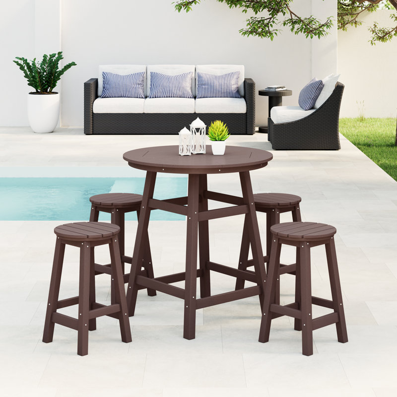 Laguna 5-Piece Round Counter Set, Dark Brown