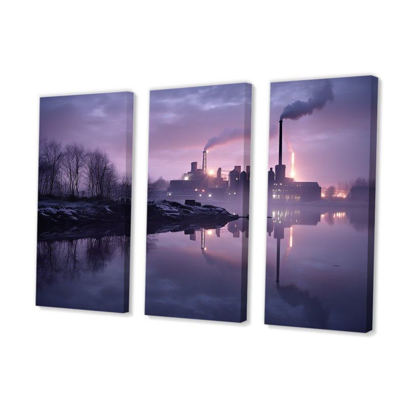 «Nightly Silent Workshops Factory I - Factories», ensemble d'art mural, Toile tendue, H 40 po x l 60 po x P 1 po