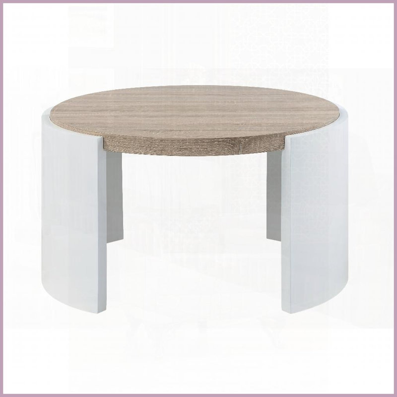 Oak &amp; White High Gloss 1-Drawer Coffee Table – Sturdy Support &amp; Space-Saving Storage for Living Room