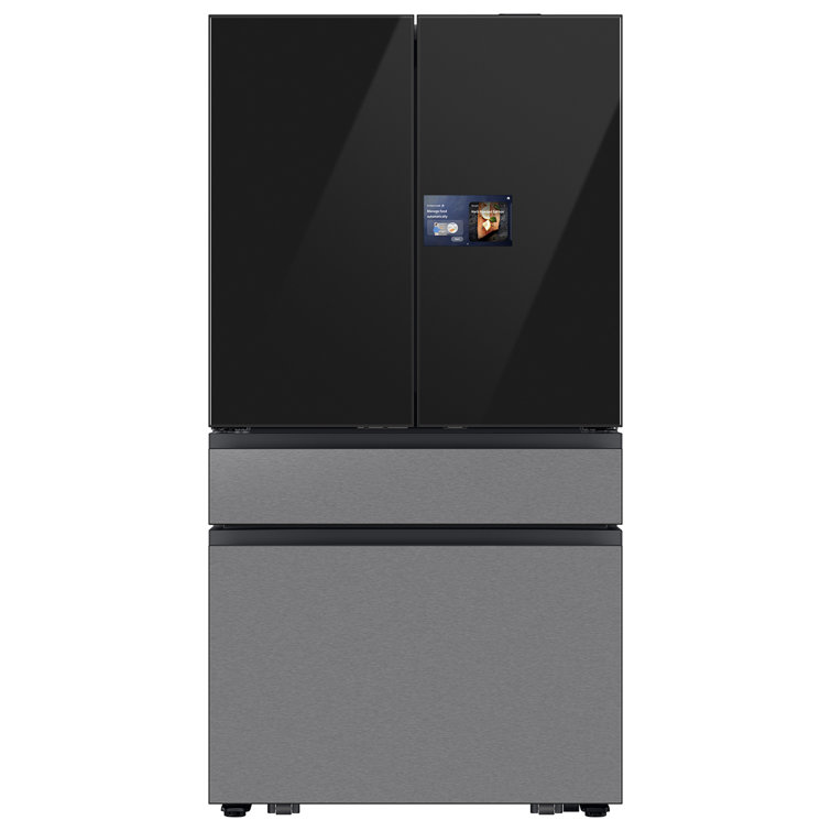 Samsung Bespoke 23 cu. ft. Counter Depth 4-Door French Door Refrigerator with AI Home & AI Vision Inside in Charcoal Glass and Stainless Steel