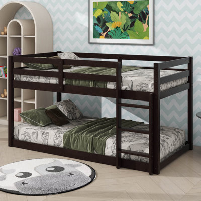 Twin Size Stacked Floor Bunk Bed With Ladder Included