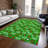 Machine Washable Indoor/Outdoor Snowflake Ho Ho Ho Xhevrie Green Rug-2142851460