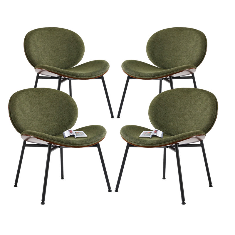 Ensemble de chaises de salle à manger Mid-Century en tissu (ensemble de 4), Vert