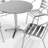 Johannette Round Aluminum Indoor-Outdoor Restaurant Dining Table Set with 4 Slat Back Chairs-93389843-93389844