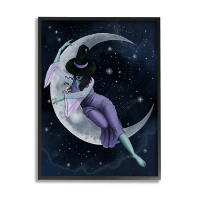 «Moon Witch Starry Night Sky» par Grace Popp - impression sur bois
