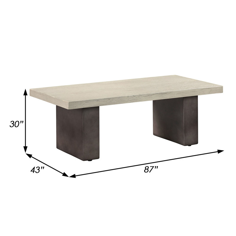 Zahavi Modern 87" Wide Rectangular Dining Table in Concrete and Gray Oak Wood