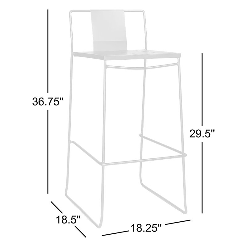 Avers 36.81" Patio Bar Stool, Blanc mat