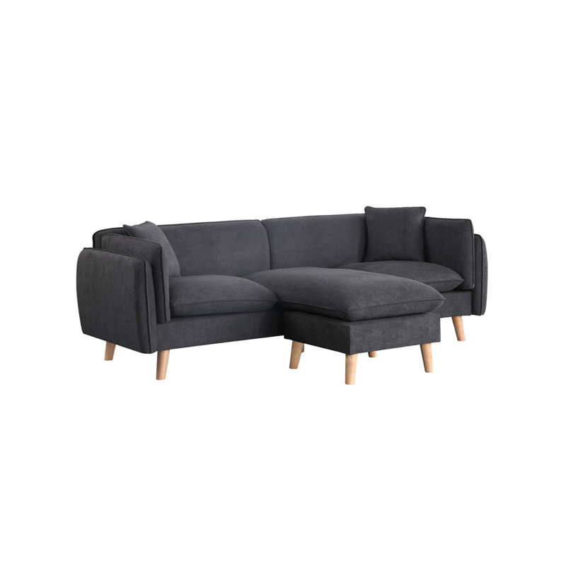 Dark Gray Fabric Sectional Sofa Chaise