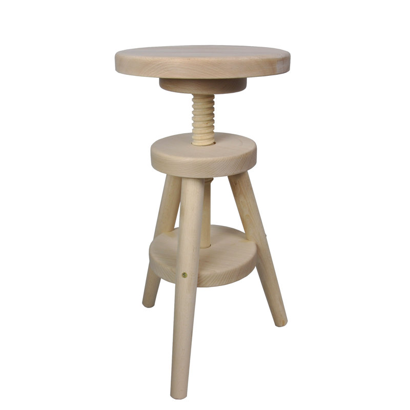 Paz Swivel Solid Wood Adjustable Height Counter Stool, Unbehandelt