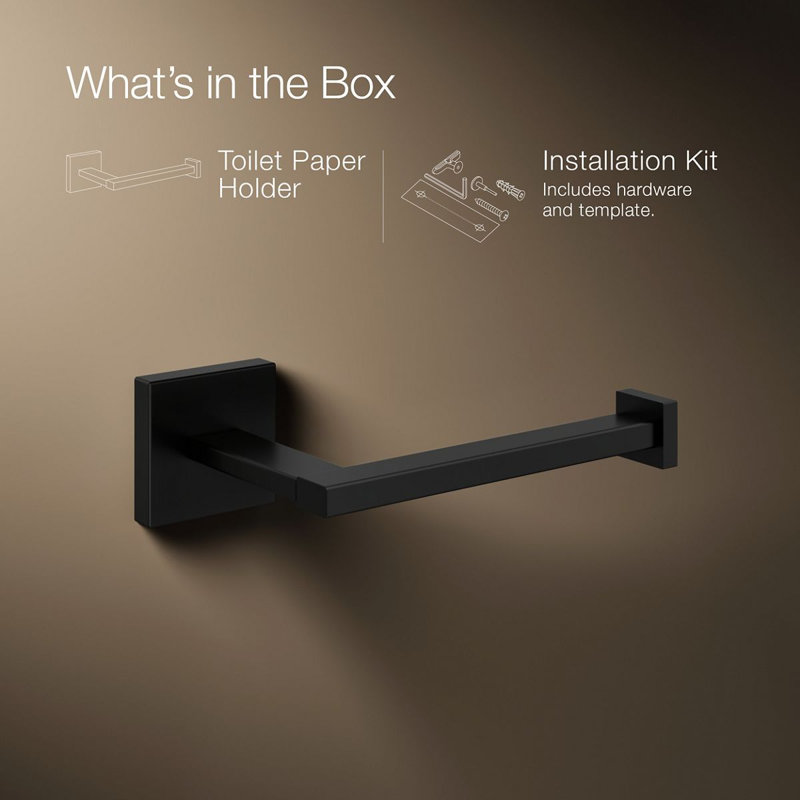 Square Toilet Tissue Holder, Matte Black