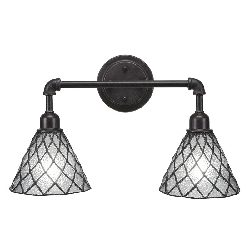 Éclairage pour meuble-lavabo 2 lumières rétro Sanni, Granite noir