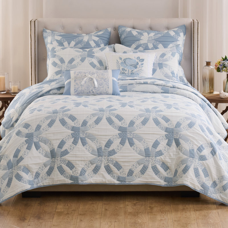 Greenland Home Fashions, ensemble de couvre-lit bleu simple 2 pièces, 68 x 88 pouces, Lit simple