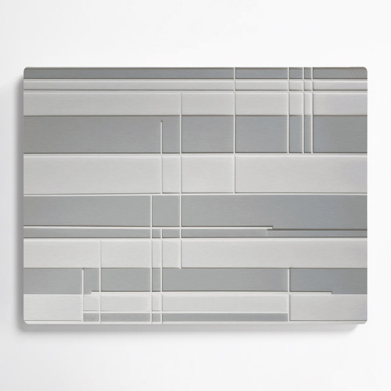 Minimalisme 3, art mural gris en métal, H 12 po x l 18 po