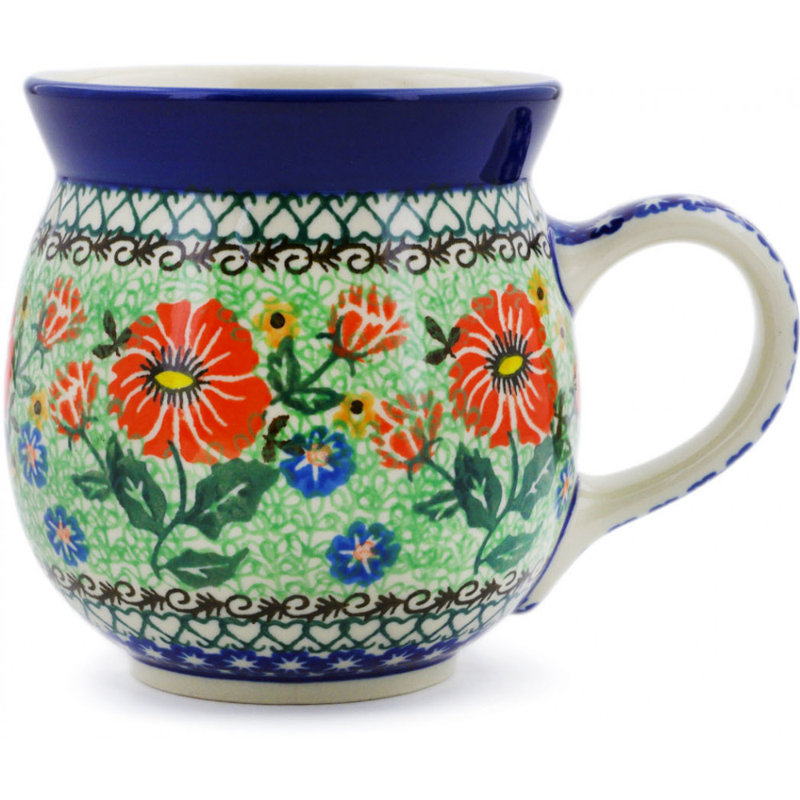 Tasse à bulles en grès poli 16 oz - Parade de coquelicots