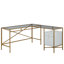 Bureau en L avec plateau en verre (tabourets non inclus)