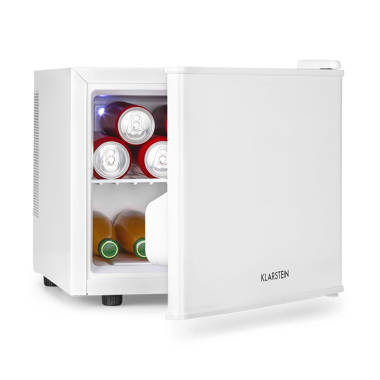 Klarstein Brooklyn 42 Mini-Kühlschrank mit Glastür, kompakt, freistehend,  Thermoelektrisches Kühlsystem, 42 Liter, 12-18 °C, Auto DeFrost, EKK A, 0