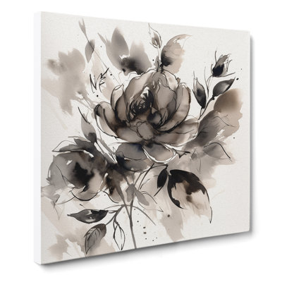 Floral Ink Wash No.3 - Wrapped Canvas