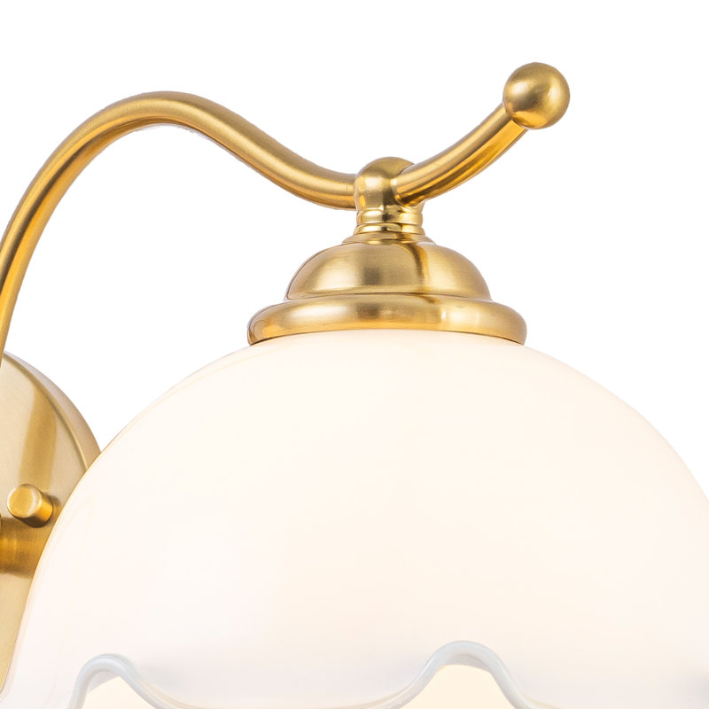 Éclairage pour meuble-lavabo de salle de bain 2 lumières or 22,44 po avec abat-jour en verre fleur festonné, applique murale rétro française pour couloir de chambre à coucher miroir, répertorié ETL