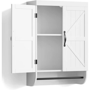 Bathroom Wall Cabinet, 2-Door Medicine Cabinet With Adjustable Shelf, White