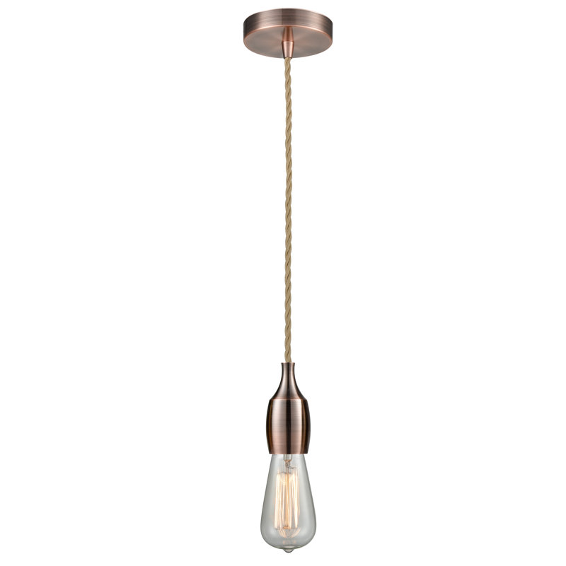 Luminaire suspendu pour une seule ampoule 1 lumières Nurseli, Cuivre antique