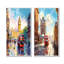 Vintage London UK Scenery - ensemble de 2 impressions sur toile City-702070722-702070727