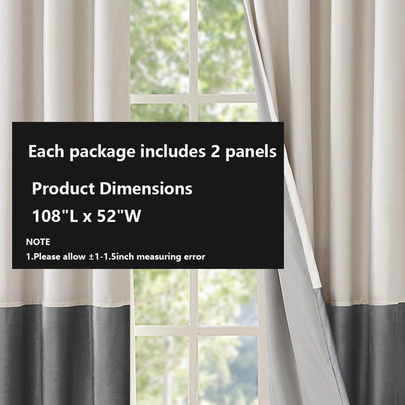 100% Full Blackout Velvet Curtains,2 Panels, 52" W x 108" L