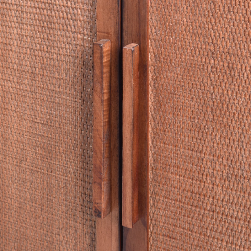 Delancey Brown 34" Wood and Rattan 2-Door Cabinet