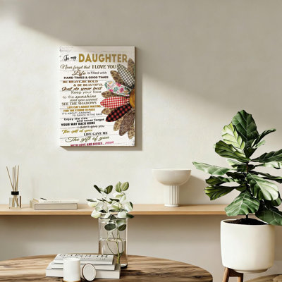 Hangable Canvas Poem Prints Poster Black Wall Art for Daughter from Mom - Meaningful Daughter Gifts, Home Bedroom Living Room， Canvas Solid Wood Frame Support,24 X 16